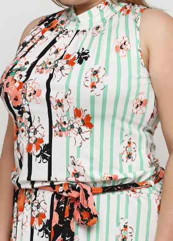 Комбинированное кэжуал платье а-силуэт Алеся с цветочным принтом