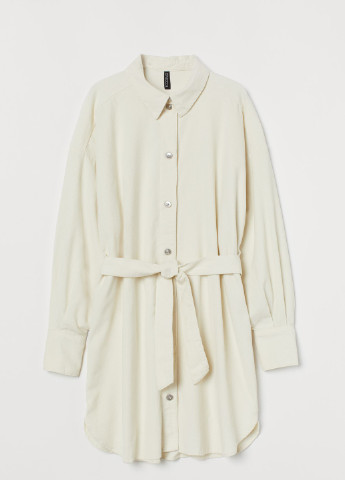 Молочное кэжуал платье-рубашка H&M однотонное
