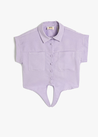 Светло-фиолетовая кэжуал рубашка однотонная KOTON