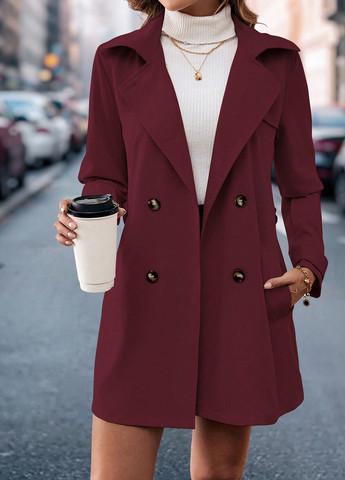 Плащ SHEIN тренчкот на гудзиках демісезон (365440070)