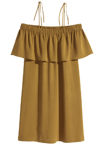 Оливкова кежуал сукня з відкритими плечима H&M