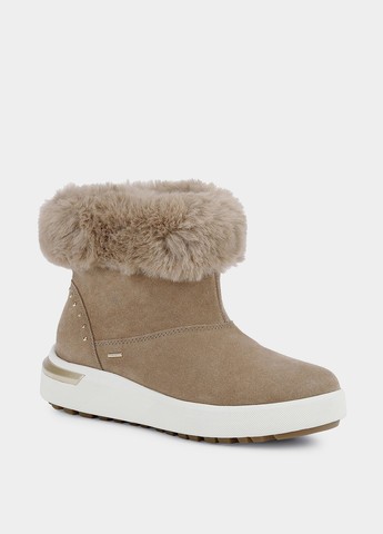 Осенние ботинки Geox с белой подошвой, с заклепками из натуральной замши, из искусственного меха