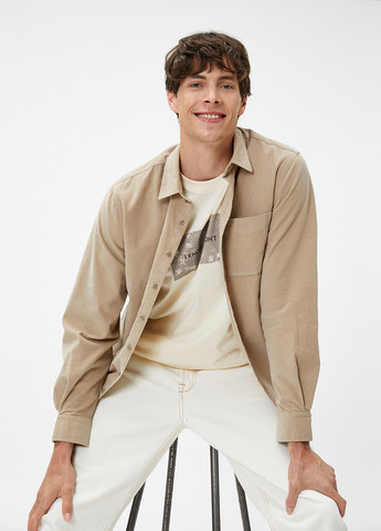 Бежевая кэжуал рубашка однотонная KOTON