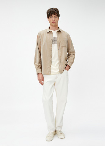 Бежевая кэжуал рубашка однотонная KOTON