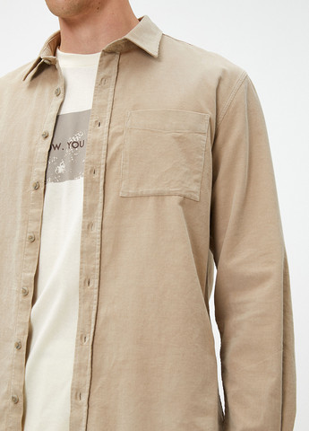 Бежевая кэжуал рубашка однотонная KOTON