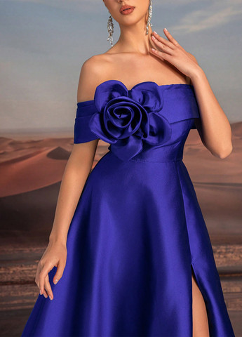 Фиолетовое праздничный, вечернее платье а-силуэт SHEIN однотонное