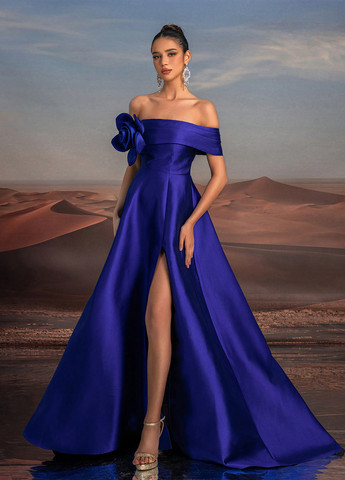 Фиолетовое праздничный, вечернее платье а-силуэт SHEIN однотонное