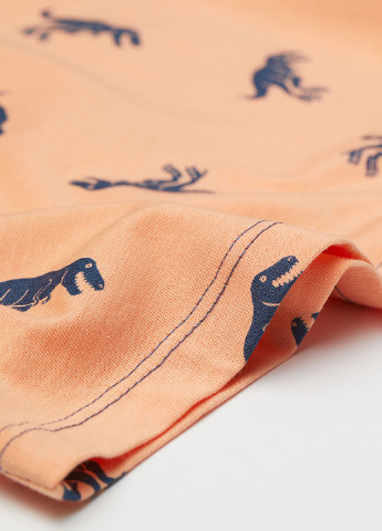 Майка H&M динозавр светло-оранжевая кэжуал хлопок органический, трикотаж