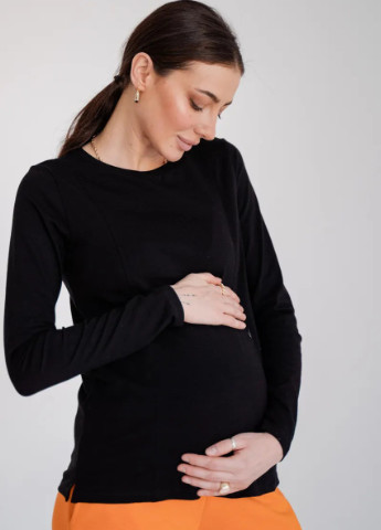 Кофта чорна для вагітних та годуючих мам із секретом для годування трикотажна однотонна To Be (252597518)