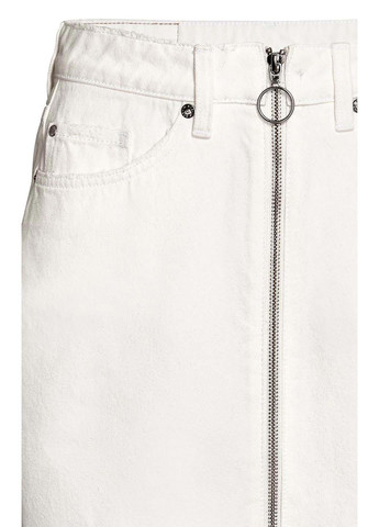 Белая джинсовая, кэжуал однотонная юбка H&M карандаш