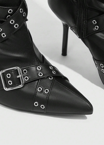 Осенние сапоги SHEIN с пряжкой, люверсы