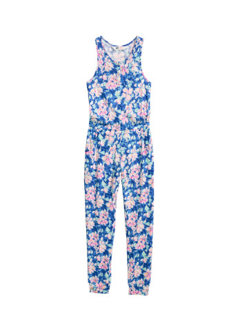 Комбінезон H&M комбінезон-брюки квітковий синій кежуал віскоза