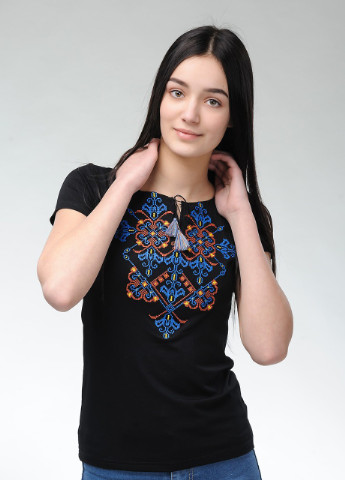 Жіноча вишита футболка Елегія чорна Melanika (250206191)