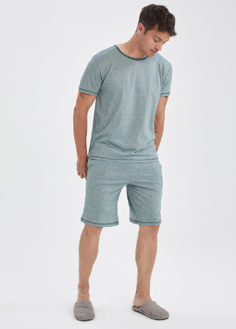Темно-бирюзовый летний комплект(шорты, футболка) DeFacto