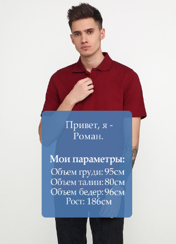 Бордовая футболка-поло для мужчин Belika однотонная