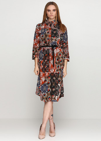 Коричневое кэжуал платье Paolo Casalini с цветочным принтом