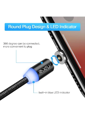 Магнітний кабель для зарядки LED Magnetic RAX118554 RAXFLY (254567301)