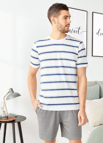 Піжама (футболка, шорти) Livergy футболка + шорти смужка комбінована домашня трикотаж, модал, бавовна
