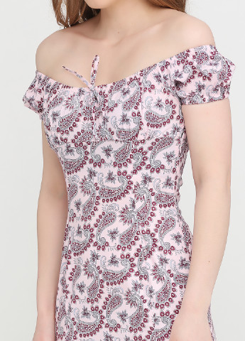 Розовое кэжуал платье Oodji с цветочным принтом