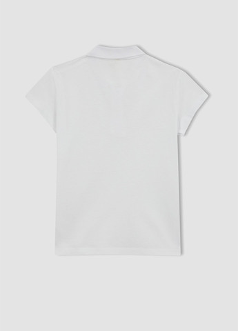 Белая детская футболка-поло для девочки DeFacto однотонная