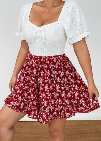 Комбинезон SHEIN комбинезон-шорты цветочный комбинированный кэжуал полиэстер