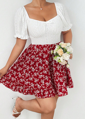 Комбинезон SHEIN комбинезон-шорты цветочный комбинированный кэжуал полиэстер