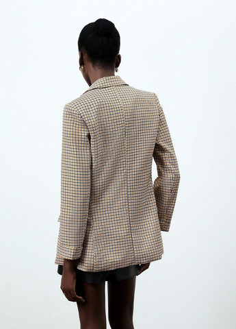 Темно-бежевый женский жакет SHEIN в клеточку - демисезонный