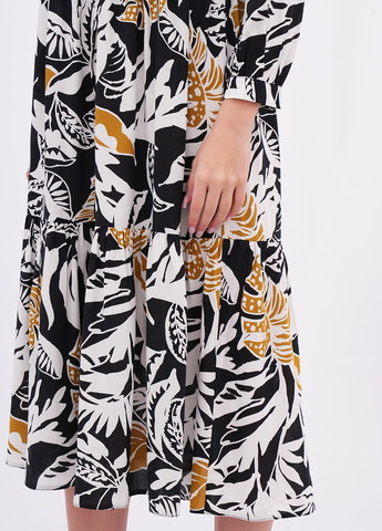 Чорна кежуал сукня сукня-сорочка EQUILIBRI з малюнком