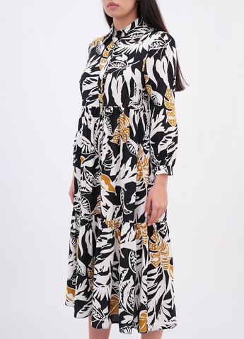 Чорна кежуал сукня сукня-сорочка EQUILIBRI з малюнком