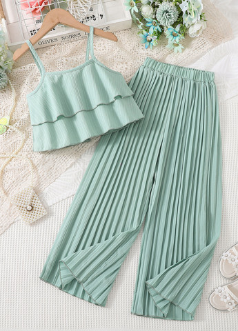 Светло-зеленый летний костюм (майка, брюки) SHEIN