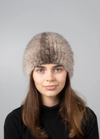 Жіноча зимова в'язана шапка біні з натурального хутра норки Меховой Стиль Шарик (254800508)