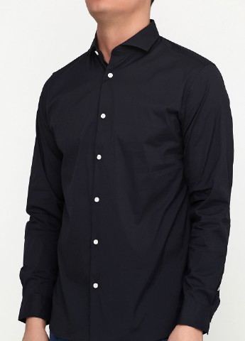 Черная кэжуал рубашка однотонная Selected с длинным рукавом
