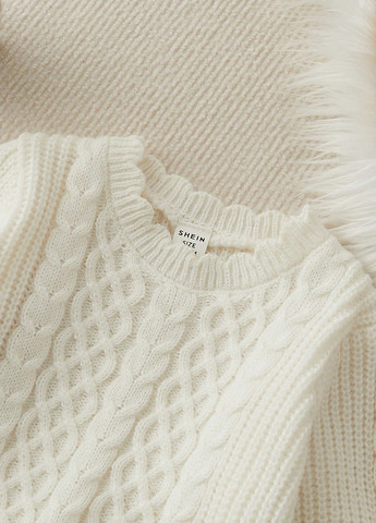 Белый демисезонный костюм (свитер, брюки) брючный SHEIN