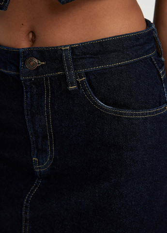 Темно-серая кэжуал, джинсовая однотонная юбка DeFacto