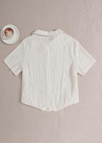 Молочная кэжуал рубашка однотонная SHEIN