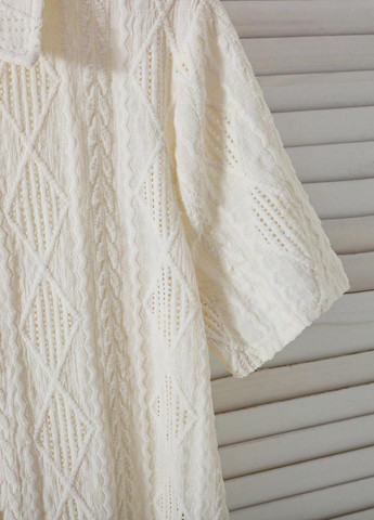 Молочная кэжуал рубашка однотонная SHEIN