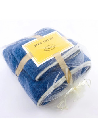 Unbranded подарочный набор полотенец из микрофибры для бани для лица (473777-prob) синий однотонный синий производство -