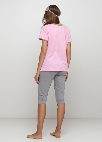 Рожевий демісезонний комплект (футболка, бриджі, маска для сну) Трикомир