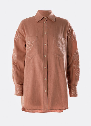 Коричнева вишиванка Gepur візерунок однотонний пряма бавовна, льон (329822099)