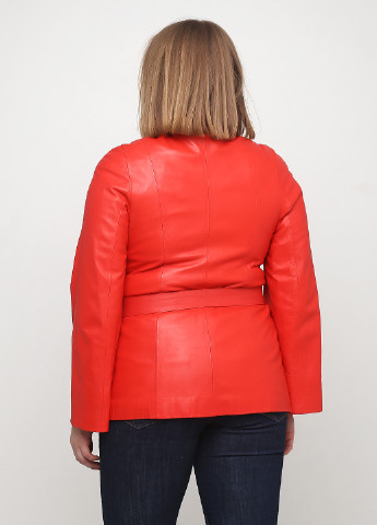Красная демисезонная куртка кожаная Larica