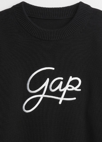Gap світшот логотип чорний кежуал бавовна, трикотаж