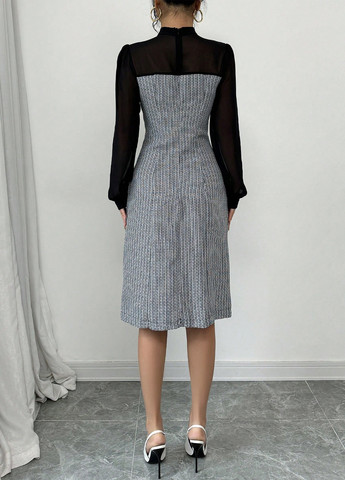 Світло-сіра кежуал сукня а-силует SHEIN в клітинку