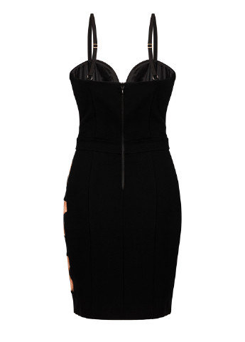 Черное вечернее женское мини платье by marciano с открытой спиной, с открытыми плечами, футляр Guess однотонное