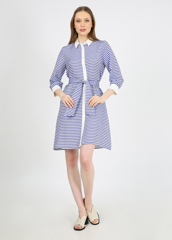 Синее кэжуал платье рубашка Casalini в полоску