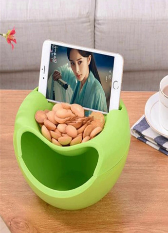 Тарелка двойная миска для семечек фисташек фруктов чипсов с подставкой для смартфона (522016987) Салатовая Francesco Marconi (209509525)