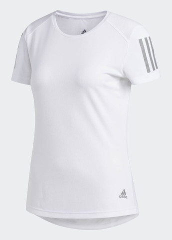 Белоснежная летняя футболка с коротким рукавом adidas