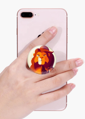 Попсокет (Popsockets) тримач для смартфону Король Лев (The Lion King) (8754-2688) Чорний MobiPrint (221548592)