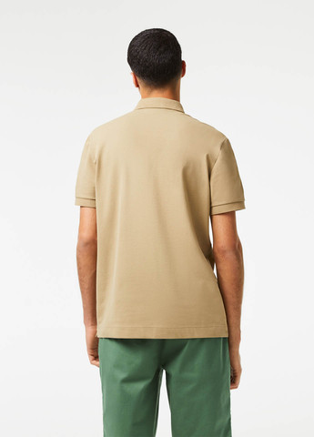 Бежевая футболка-поло для мужчин Lacoste однотонная