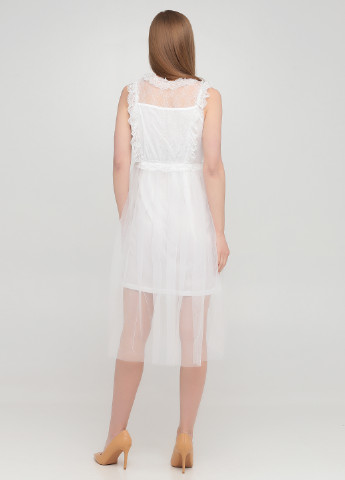 Белое коктейльное платье в стиле ампир No Brand однотонное