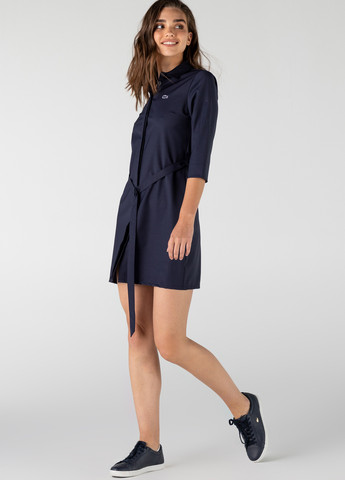 Темно-синее кэжуал, спортивное платье рубашка Lacoste однотонное
